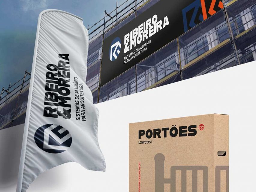 design de packaging, outdoor e bandeira publicitária da Ribeiro e Moreira